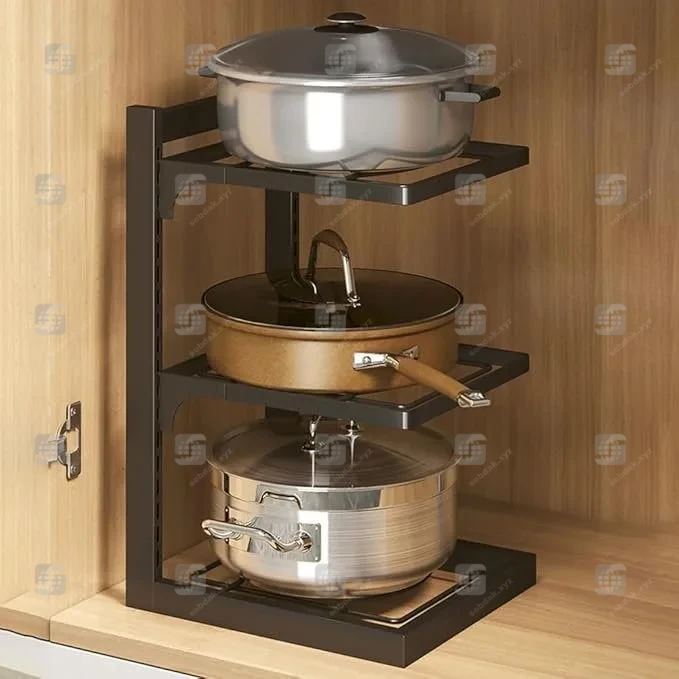 3-Layer High-Quality Kitchen Pot Rack – Durable & Space-Saving Cookware Organizer