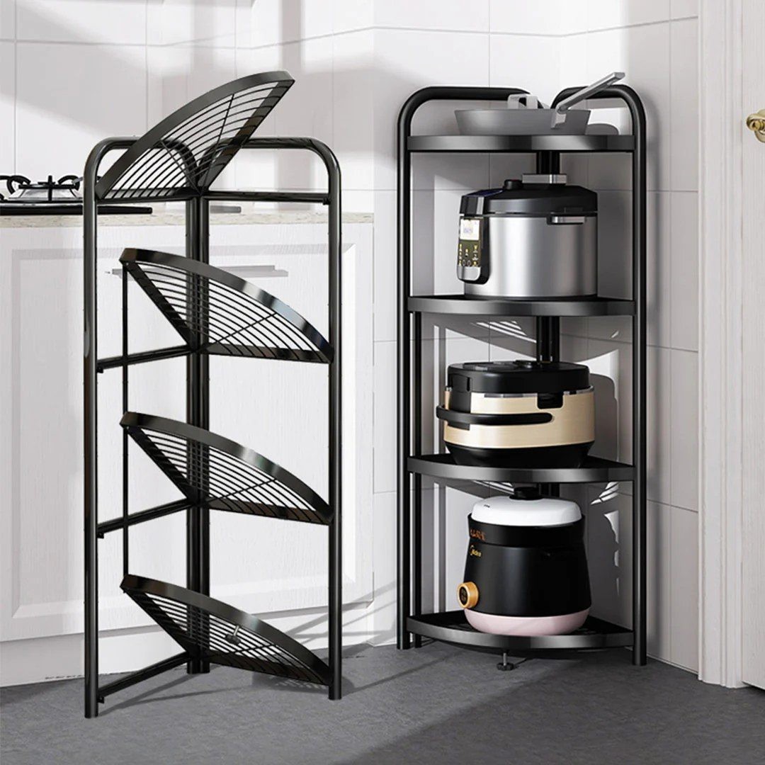 Foldable 4 Tier Triangular Corner Shelf – Space-Saving Storage Stand