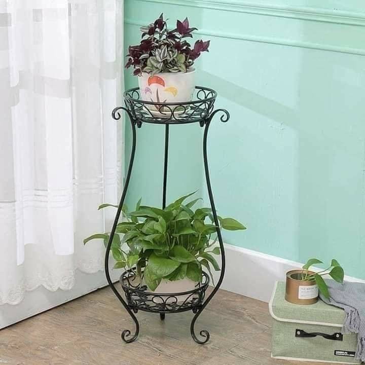 2 Tiers Metal Plant Stand Rack – Flower Pot Holder for Balcony & Indoor Use in Bangladesh
