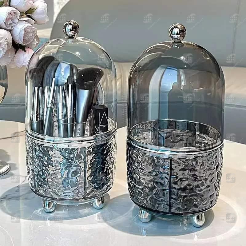 Acrylic 360° Rotating Makeup Brush Organizer – Clear, Durable, and Space-Saving Design