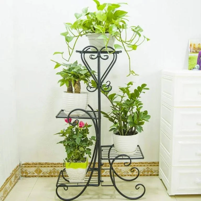 4-Layer Iron Plant Stand – Durable Multi-Tier Indoor/Outdoor Plant Holder