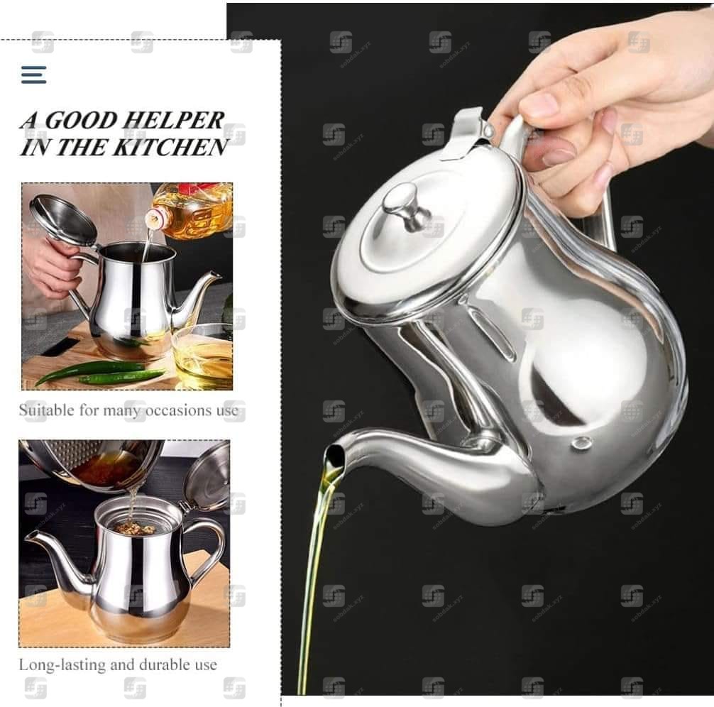 Stainless Steel Oil Strainer – Reusable Cooking Oil Filter & Storage Pot