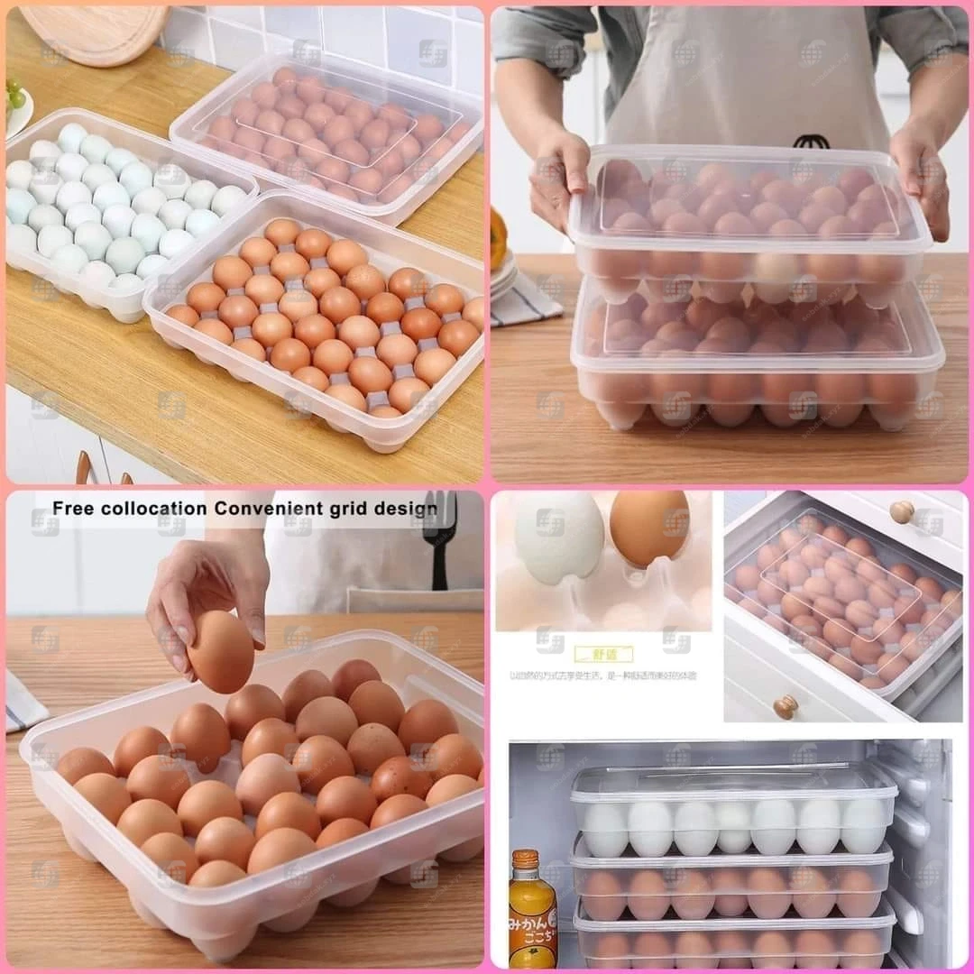 34 Slot Egg Storage Box – Durable & Space-Saving Egg Organizer for Refrigerator
